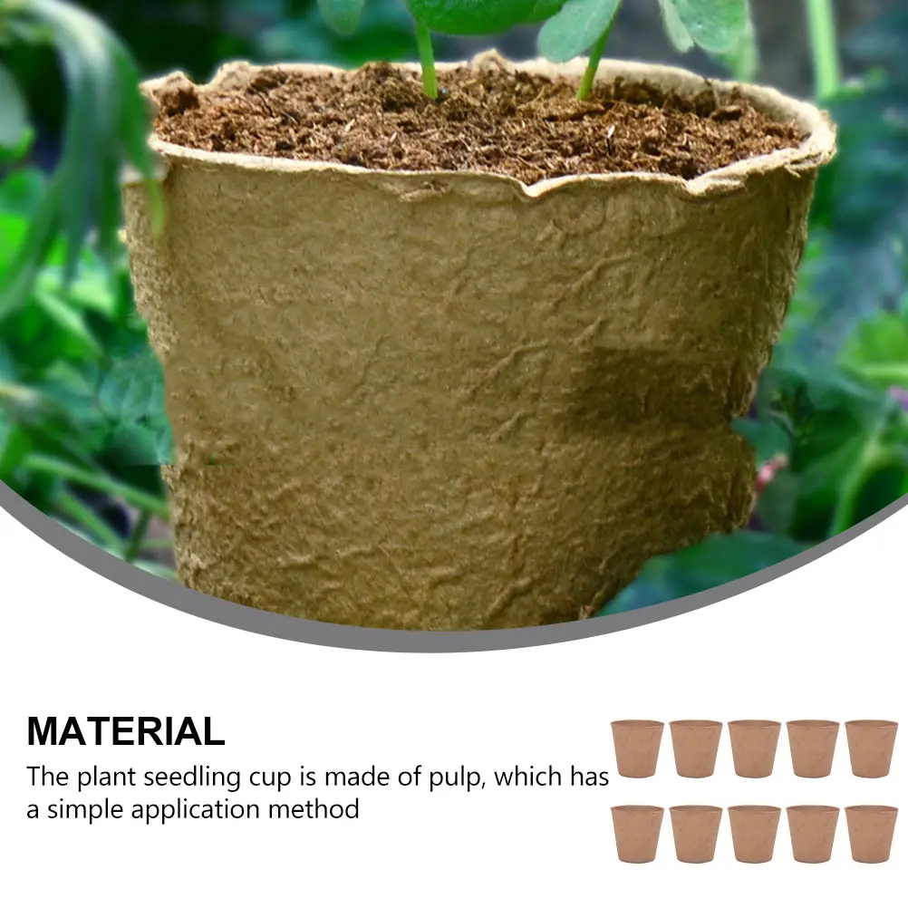 

25pcs Pulp Plant Nursery Pots Gardening Pot Biodegradable Planting Container for Flowers Vegetables Root Protection Garden