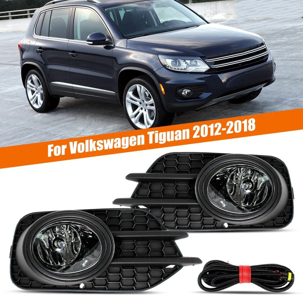 

Front Bumper Fog Light Fog Lamp For VW Tiguan 2011 2012 2013 2014 2015 2016 With LED Bulbs Grille Cover