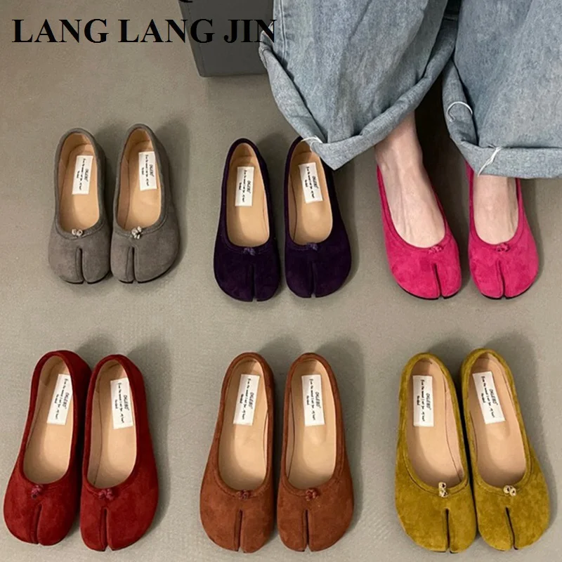 2024 Fashion Tabi Ninja Shoes Woman Flats Ballet Trotters Split Toe Pumps Ladies Round Heeled Loafers Femmes Tacones  Moccasins