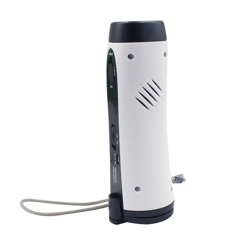 D300 Generator engkol วิทยุมือถือแบบพกพา, อุปกรณ์จ่ายไฟฉุกเฉินแบบพกพา5 LED ไฟฉายวิทยุ AM/FM สำหรับกลางแจ้ง