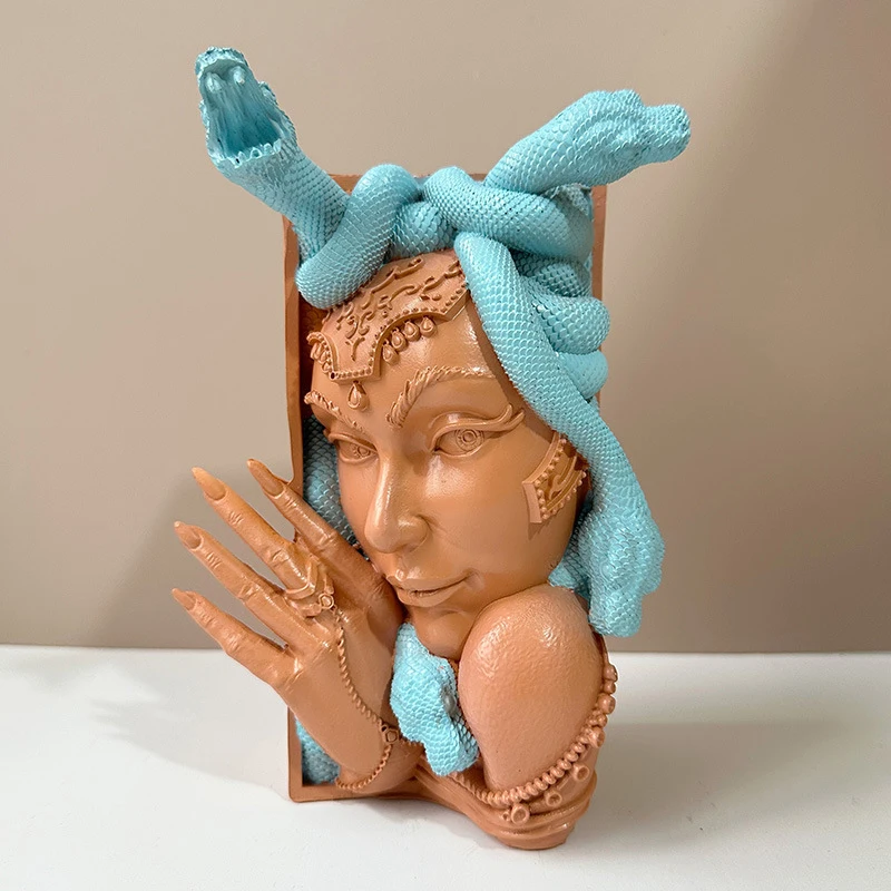Hars Medusa Hoofd Boekenhoekje Decoratieve Boekensteunen Unieke Slang Vrouwen Gezicht Boek Eindigt Zware Boekenstopper Voor Thuiskantoor Bureau