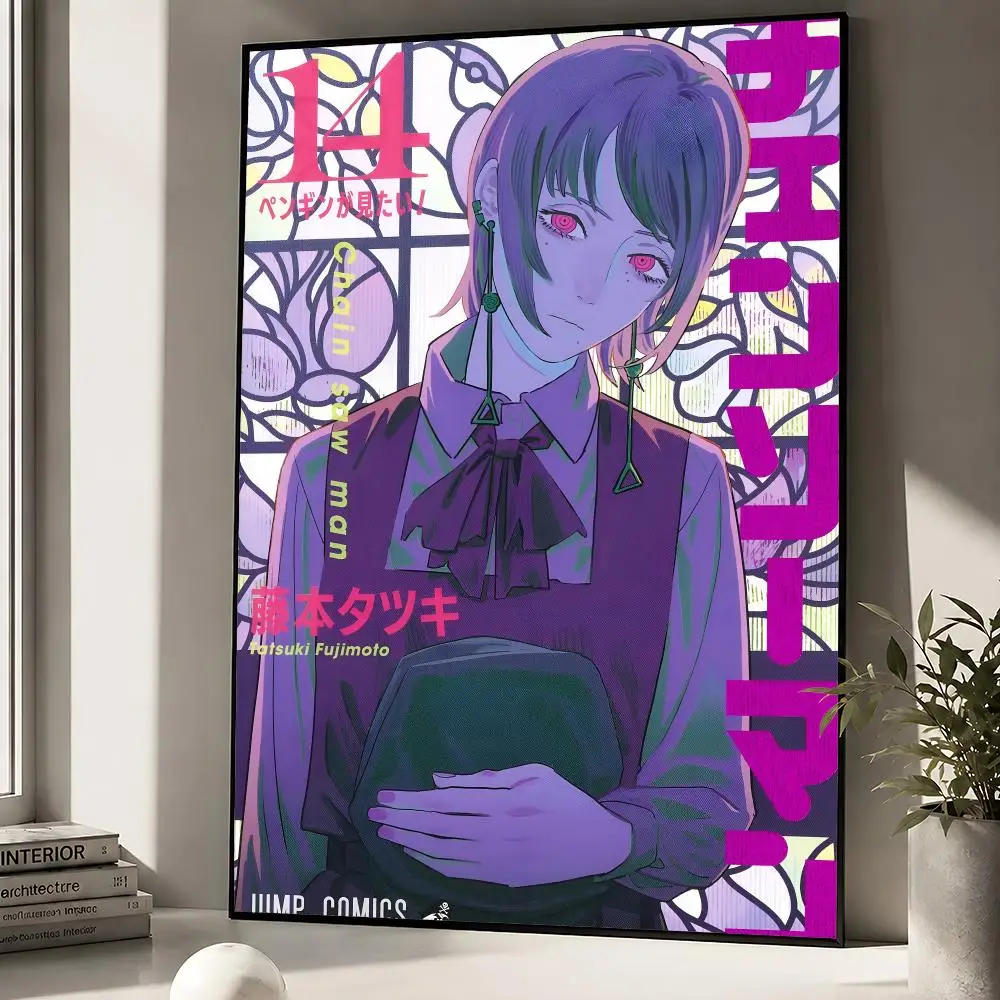 Anime Chainsaw Man Denji Pochita Makima Poster zum Abziehen und Aufkleben, Wandkunst, PP, wasserfest, HD, Schlafzimmer, Wohnzimmer, Heimdekoration, Geschenk – Detail 25
