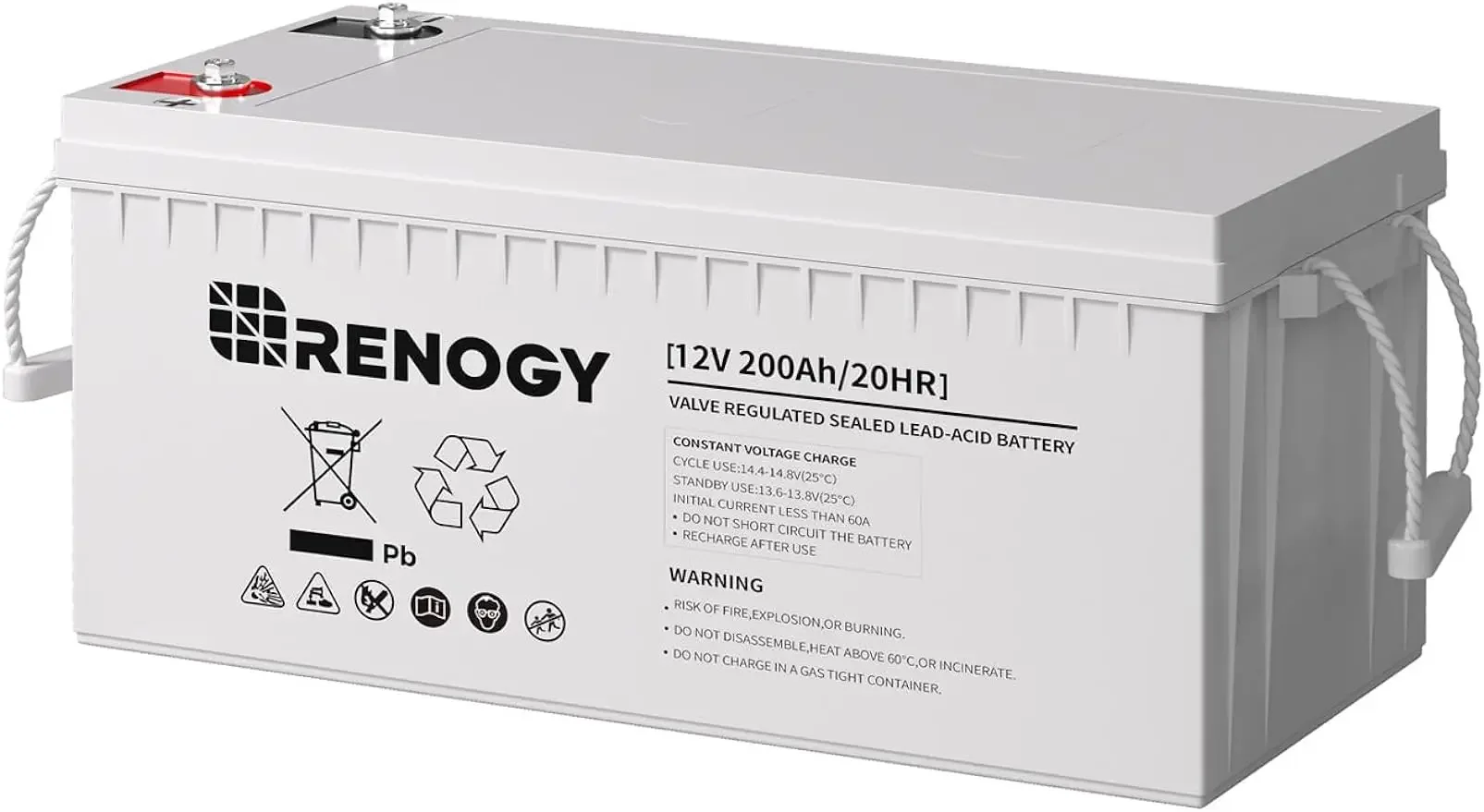 Renogy Deep Cycle AGM Battery 12 Volt 200Ah,3% Self-Discharge Rate, 2000A Max Discharge Current,Safe Charge Most Home Appliances