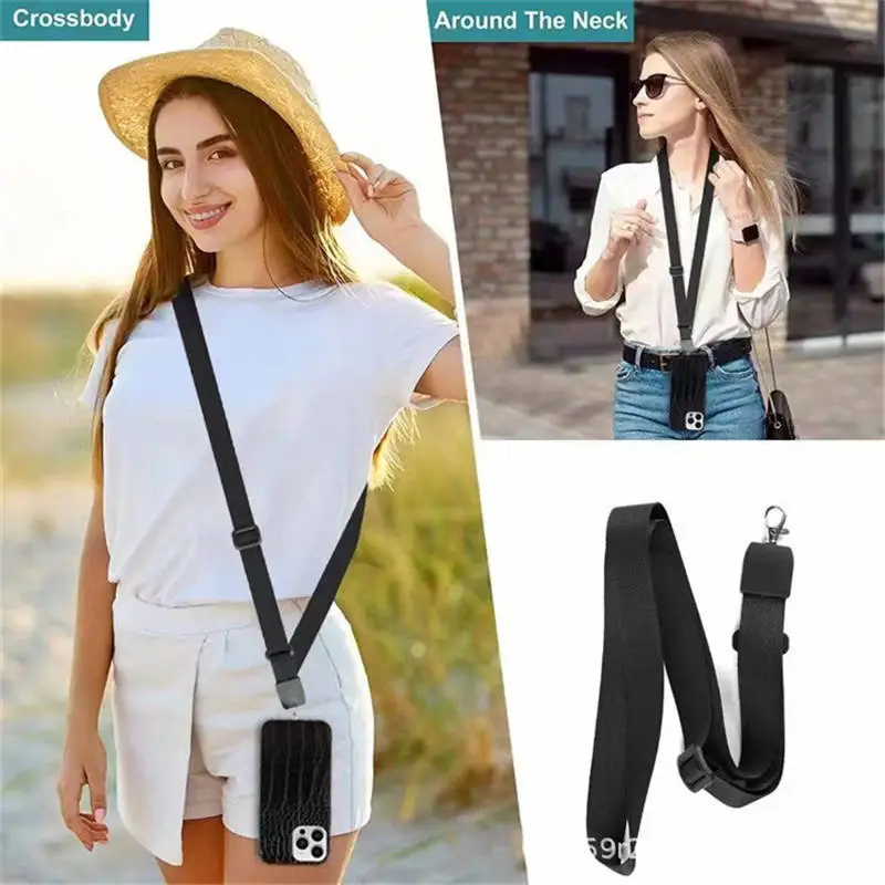 Detachable Adjustable Strap Crossbody Phone Lanyard For Mobile Phone Flat Nylon Patch Necklace Clip Snap Hanging Cord Rope