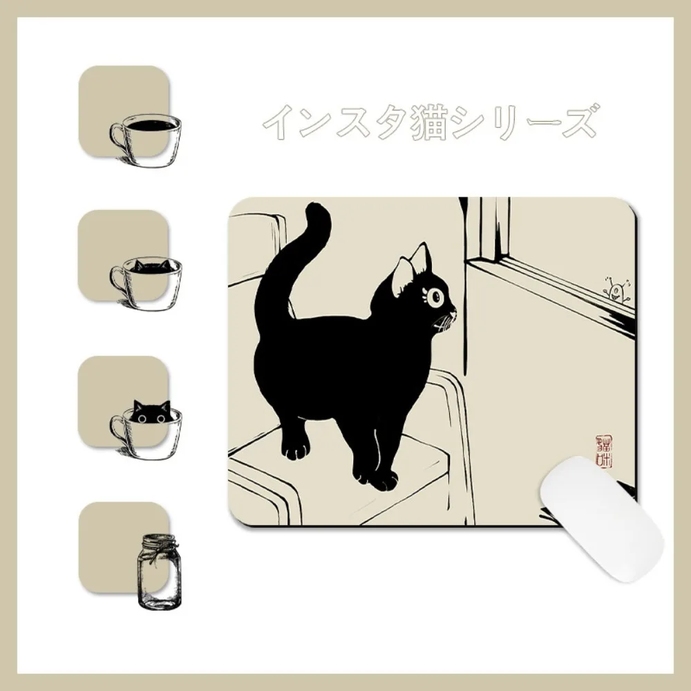 

Computer Desk Mats Desk Mat Cat Mouse Pads Anti-Slip Thickened Cat Mouse Mat Waterproof Literary Black Cat Mouse Pad Office Desk