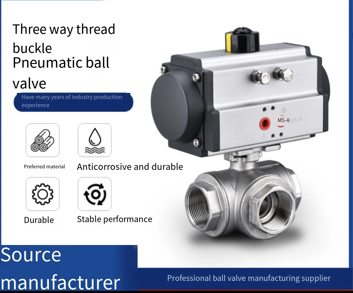 Q614F Stainless Steel Pneumatic Three-Way Ball Valve Steam Internal Thread L/T Type Steering Diverter OEM Customization Support