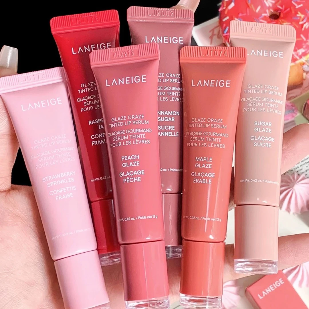 Nuevo Bálsamo Labial Hidratante Ligero y Brillante de la Marca de Moda Laneige, Tinte Labial con Brillo, Manteca de Karité, Miel, Donut, Aceite Labial para el Cuidado de los Labios
