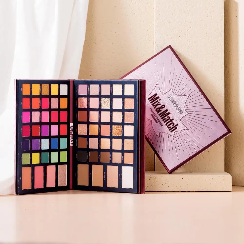 BEAUTY GLAZED 68 Colors Eye Shadow Palette Mix & Match Waterproof Shimmer Highlighter Blush Contour Eyeshadow Makeup Palette