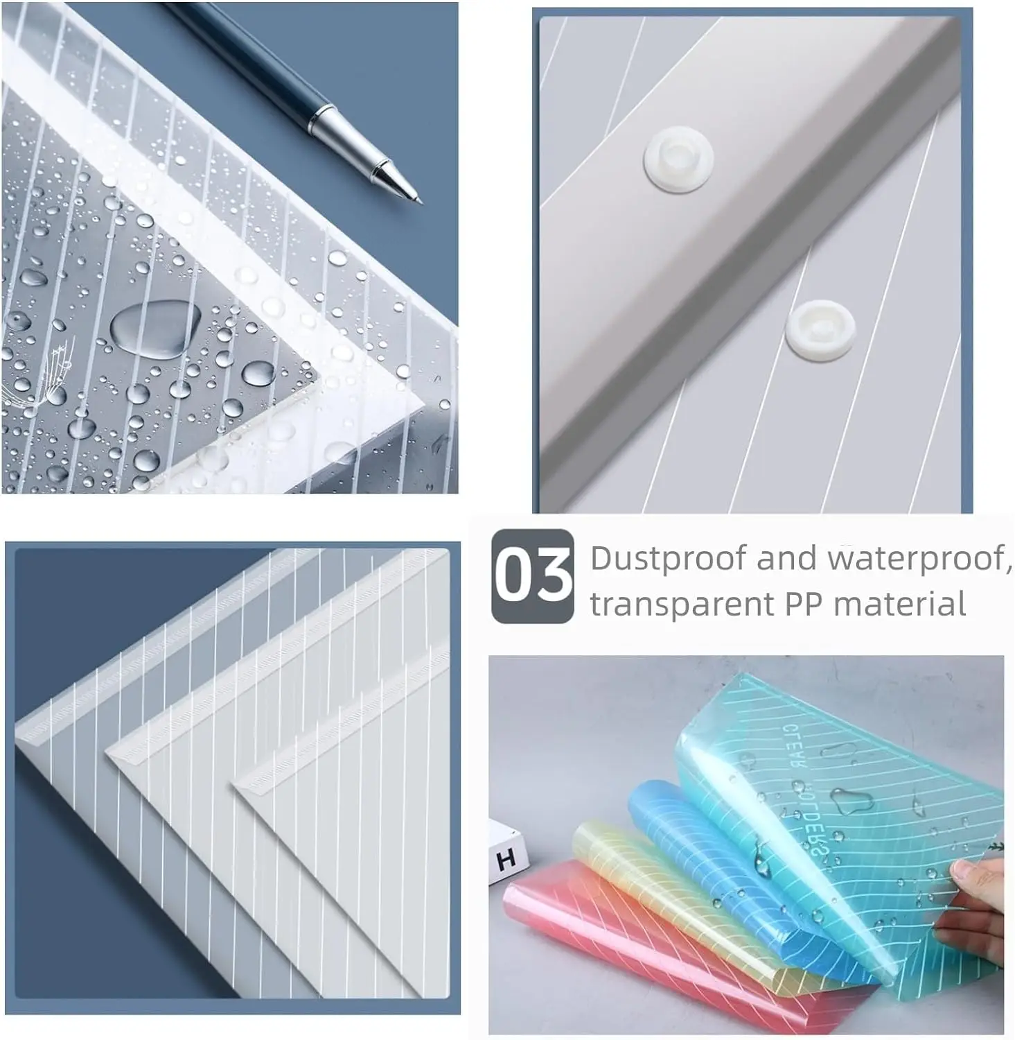 A4 Color Transparent Folder Documents Loose-Leaf Notes Book Student Test Papers Organize and Store School Large-Capacity Station