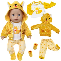 Doll Clothes for 16-18Inch 40-45cm Baby Doll Cute Puppy Jacket Hoodie Pants Reborn Doll Clothes Accessory Baby Girl Gift