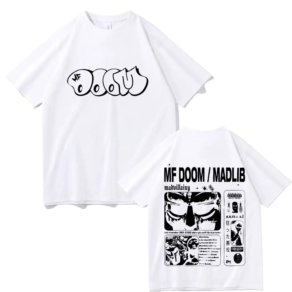 Rapper Mf Doom Madvillainy Graphic Print T Shirts Men Women Fashion Hip Hop Vintage Short Sleeve Oversized T-shirts Streetwear