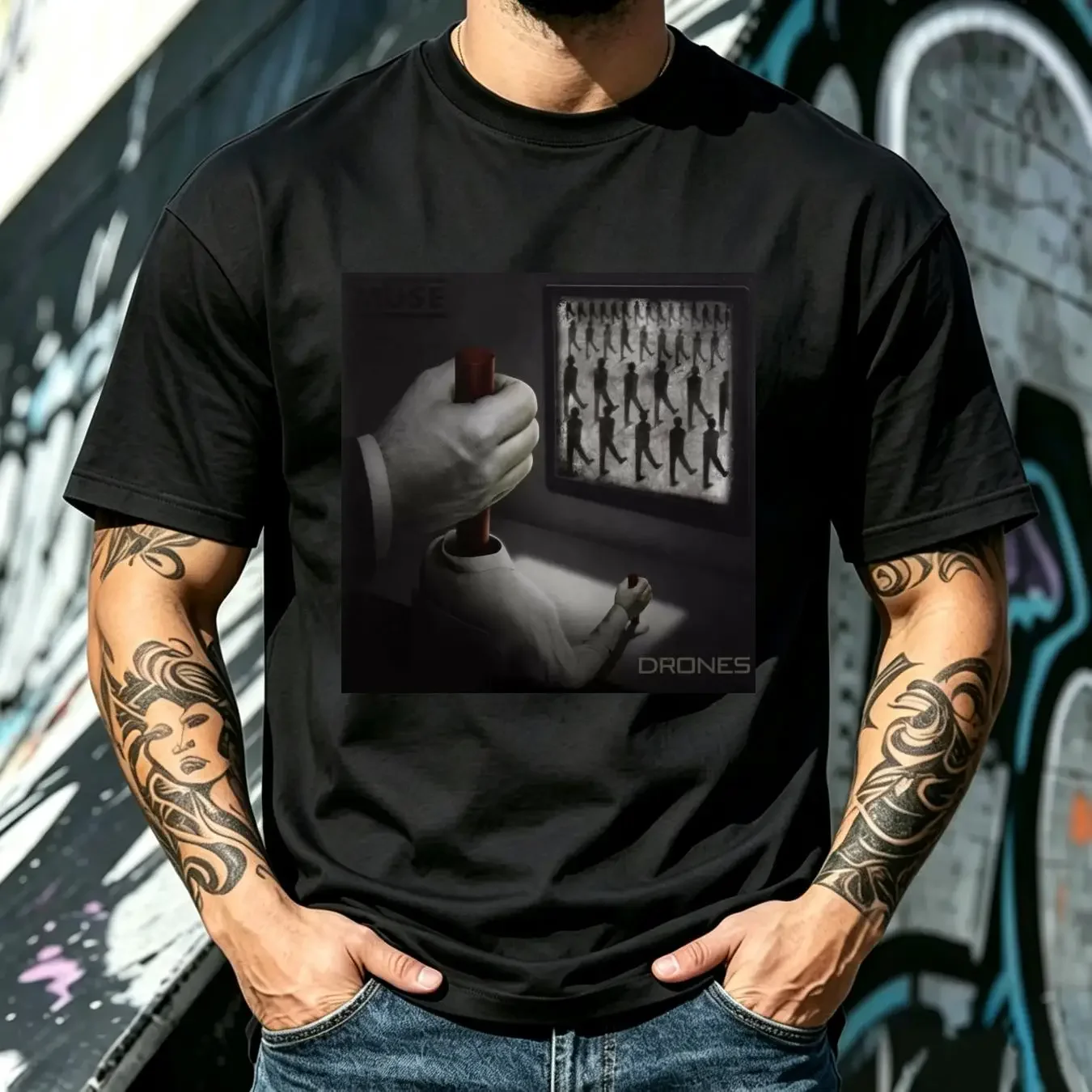 washed T Shirt Muse North America 2015 Drones Tour Dates Alternative Rock Band long or short sleeves vintage Washed Stylish