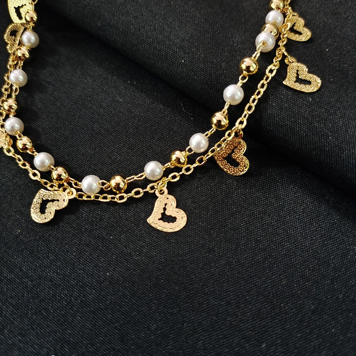 Women's Summer Beach Accessories anklet 24K Gold plated Pearl chain Gold leg bracelet Love Jewelry body chain gifts