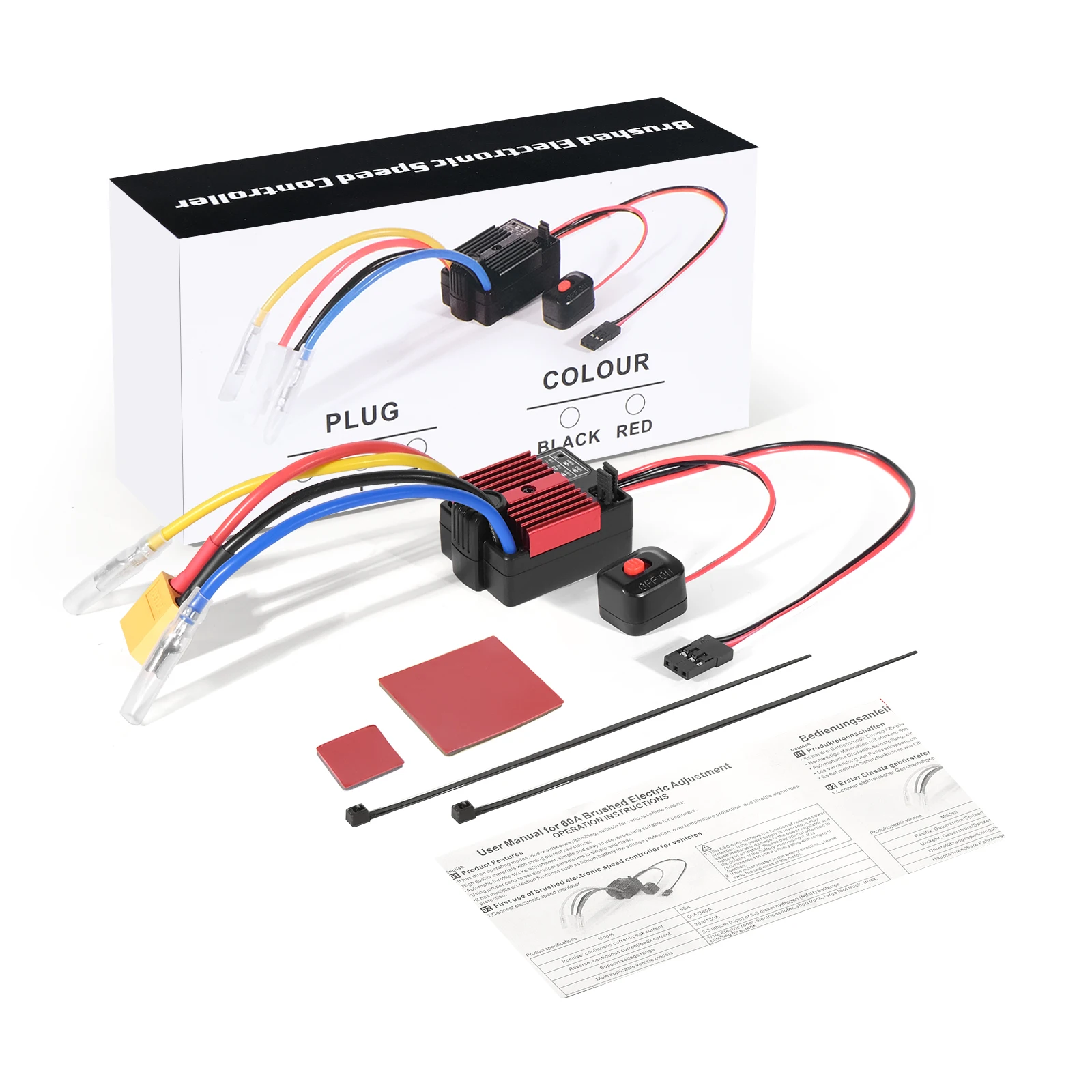 Ysido hg1060 60a rtr escovado esc controlador de velocidade elétrica 6v/3a para 1/10 rc carro traxxas trx4 trx6 d90 redcat caminhão rastreador barco