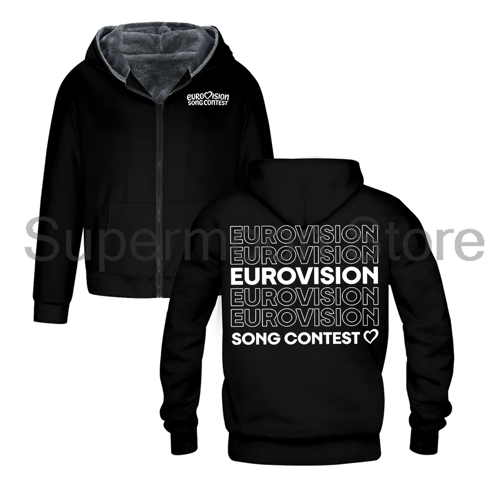 Eurovision Song Contest 2026 Repeat Logo Hooded Jacket Parkas Long Sleeve Zip Up Hoodie Men Women Winter Outerwear Coat