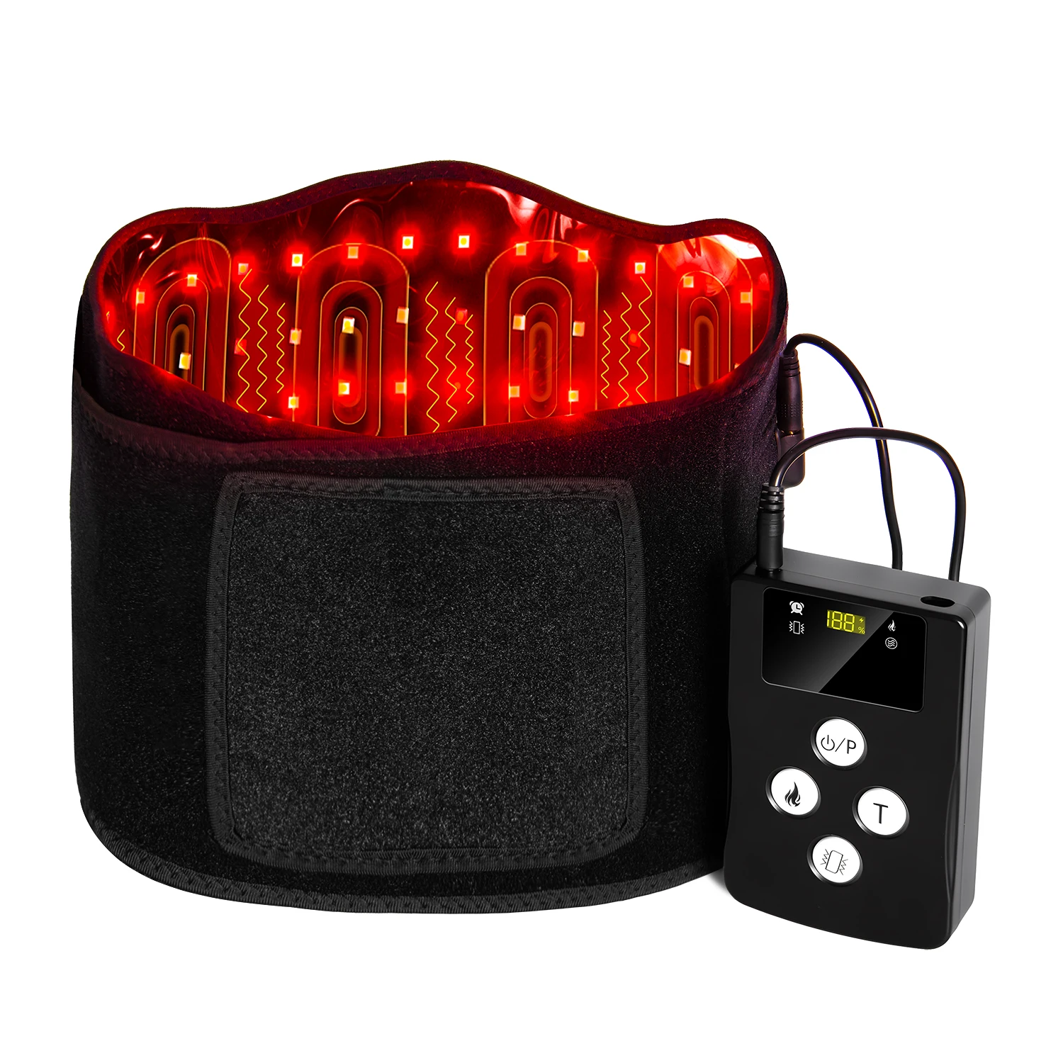 Home Use 660nm 850nm Pain Relief Far Infrared Led Red Light Therapy Vibration Massage Belt for Waist Back Shoulder Leg