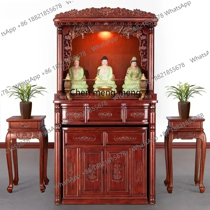 Z136Guanyin Buddha Statue Cabinet Santuario della ricchezza Santuario del Buddha in legno massello Nuovo armadio verticale