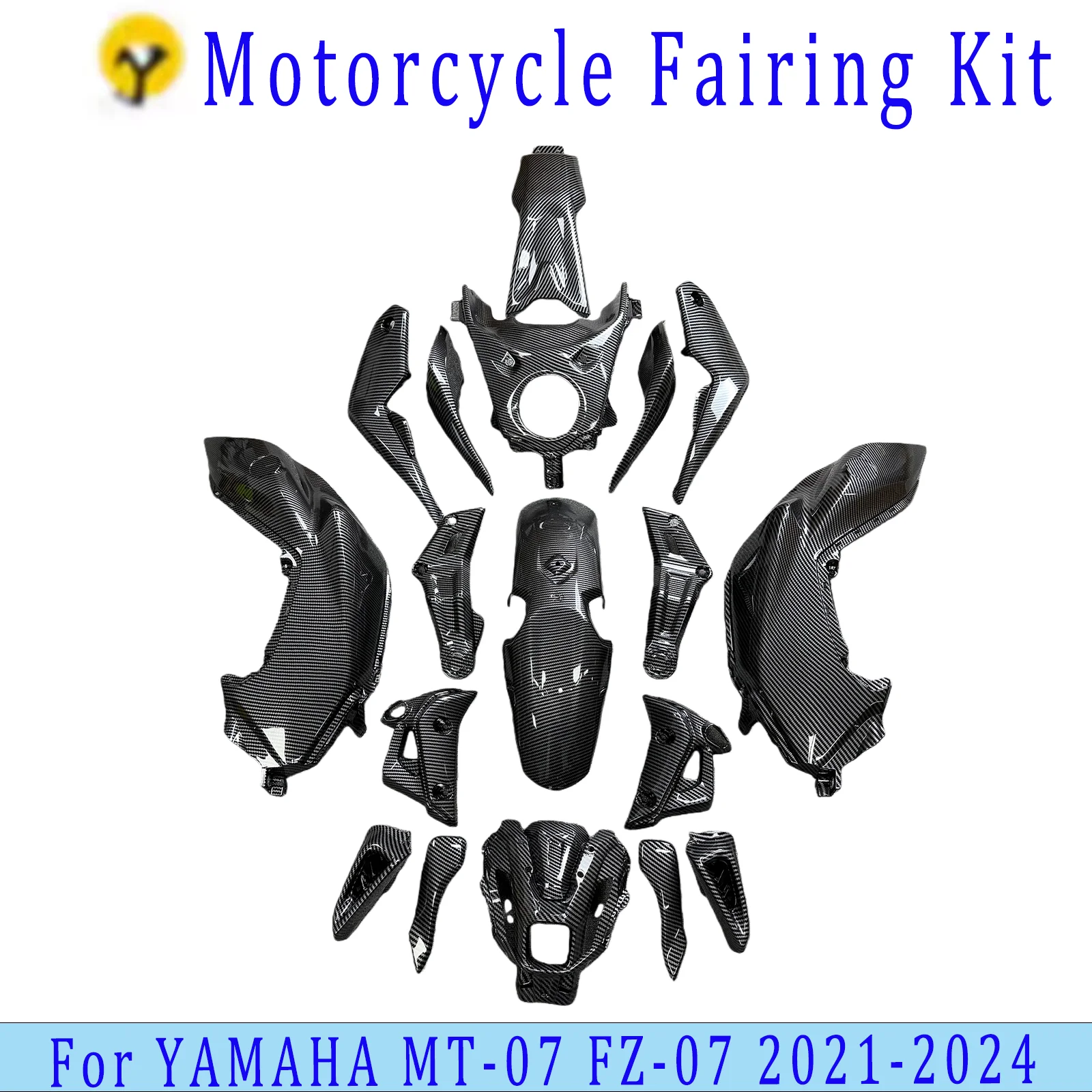 

For Yamaha MT-07 mt07 FZ-07 fz07 2021 2022 2023 2024 ABS Injection Molded Full Fairing Kit, ABS Carbon Fiber Forged Shell Set