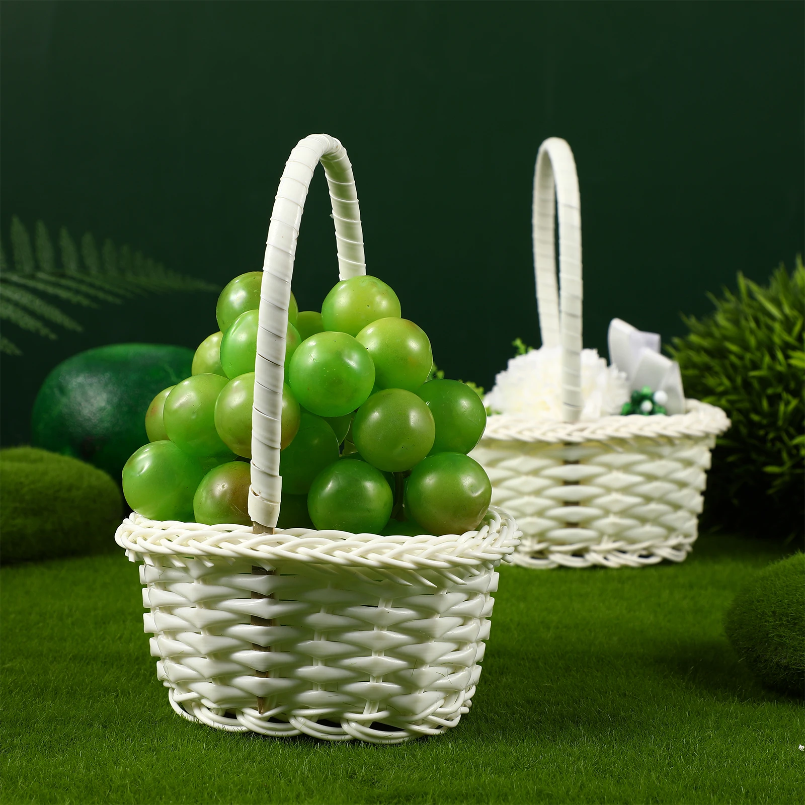 

10 Pcs Rattan Picking Basket Woven Flowers Fruit Berry Picnic Hand Baskets Handwoven Shopping