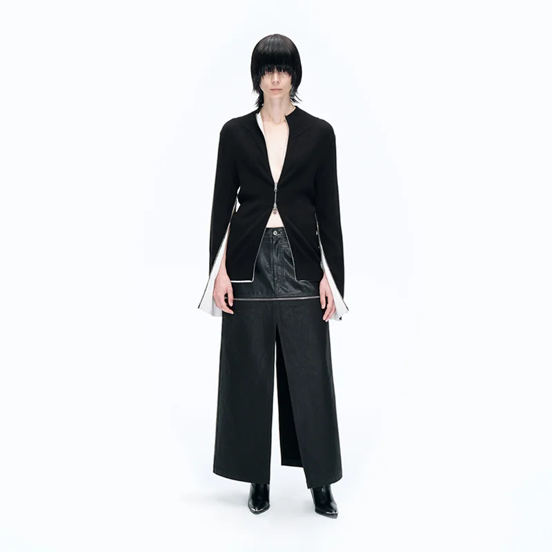 

Двусторонний цветной кардиган Liegee с круглым вырезом, на молнии, с длинными рукавами, стандартный крой, для электронной коммерции