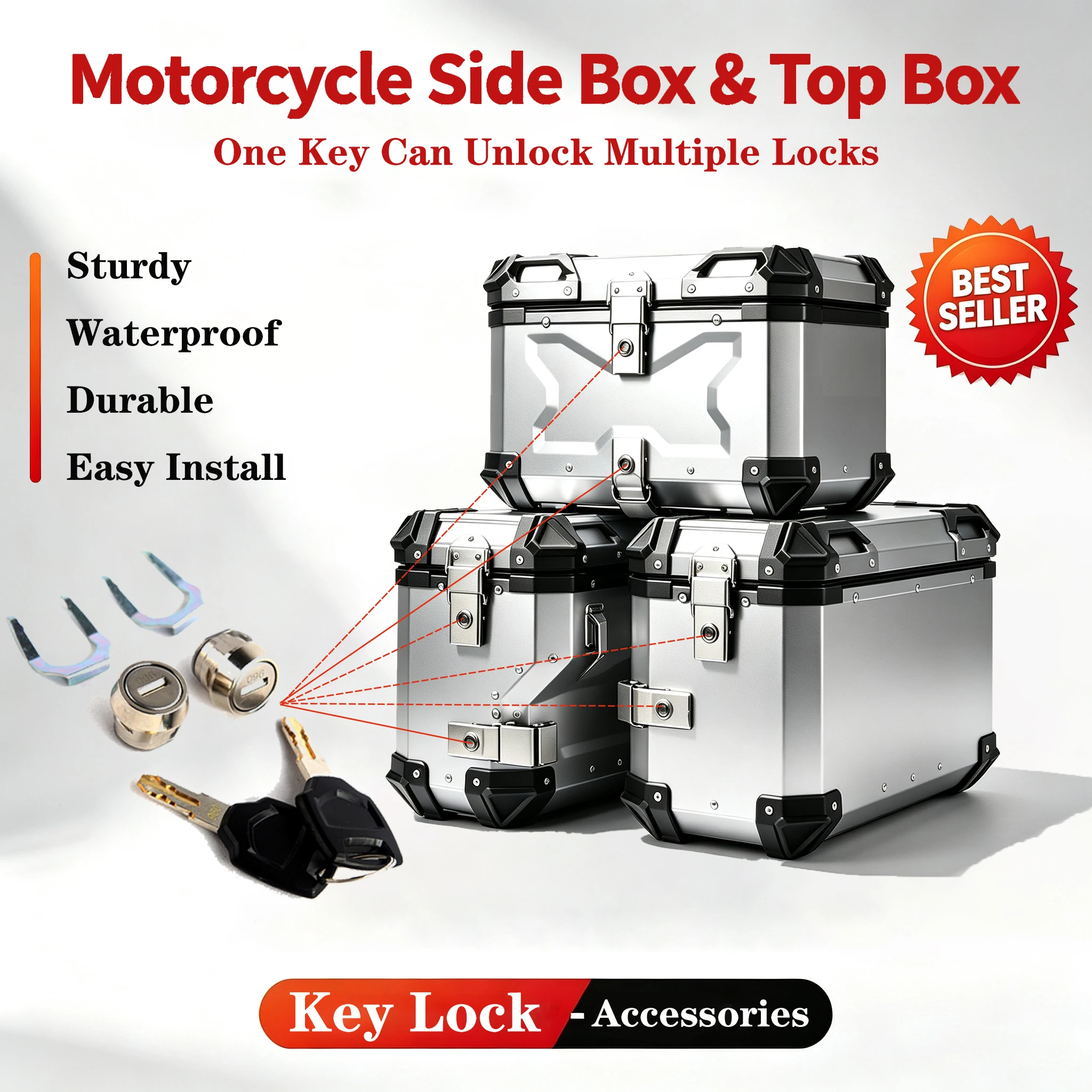 One Key Can Unlock Multiple Locks Motorcycle Side Box Top Box Key Luggage Trunk  Key Lock Accessories Replace