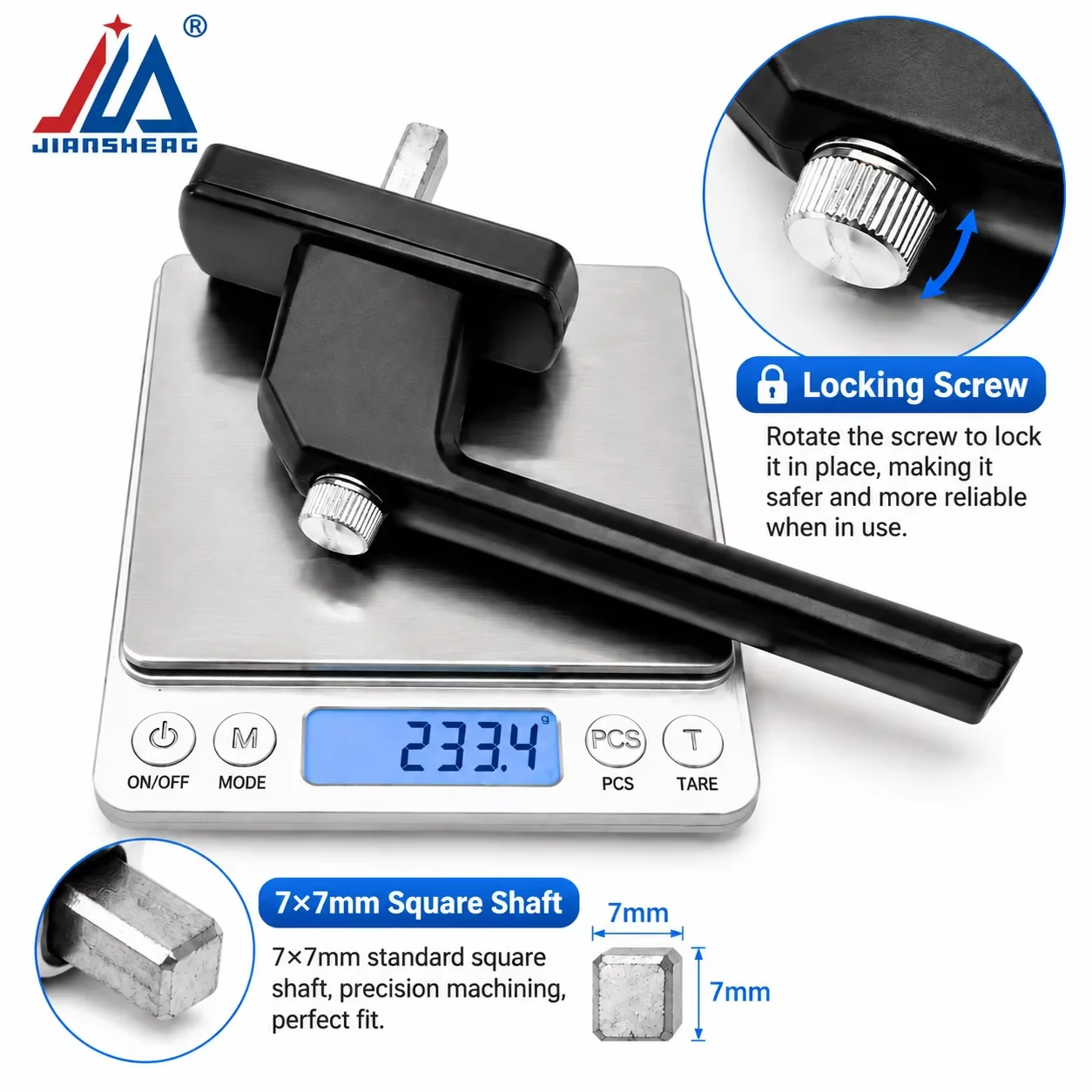 Lockable UPVC Window Handle Aluminum Alloy Espag Casement Window Handle Replacement 7x7mm Square Spindle Window Hardware