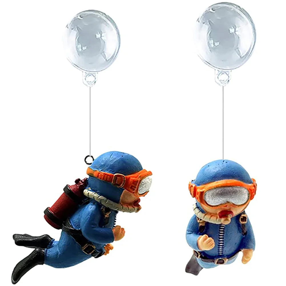 

2 Pcs Aquarium Decoration Indoor Fish Tank Decorations Diver Ornament Household Home Floating Figurine Large Clear Ornaments