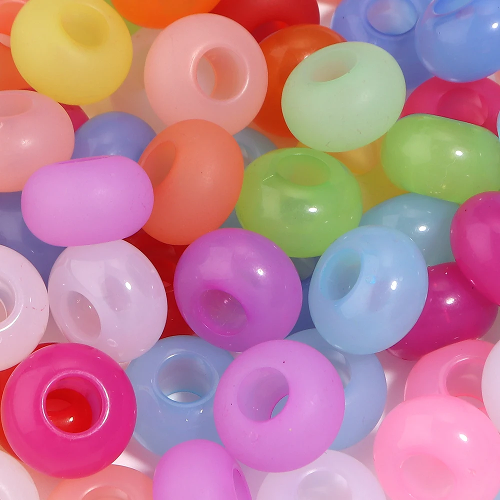 50 Stück/Set, gemischte Farben, matte Acryl-Abstandsperlen, große Lochperlen, Rad- und Abakusperlen für die Schmuckherstellung, DIY-Armband- und Halskettenzubehör – Detail 4