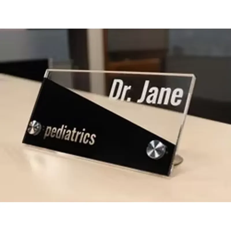 Custom Engraved Metal Desk Name Plate Double Insert Office Table Sign Holder