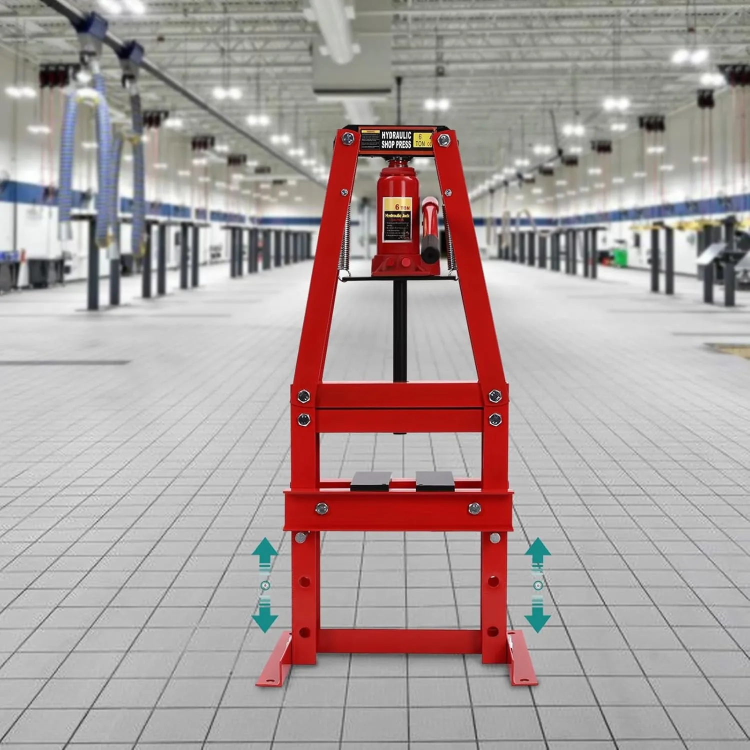 6톤 유압식 샵 프레스 A 프레임 유압 프레스 기계 (플레이트 포함), 3단계 높이 조절 가능, 수리용 헤비 듀티 샵 프레스