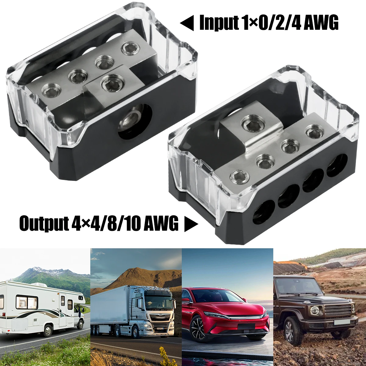 2Pcs 4 Way Power Distribution Block Zinc Alloy Power Ground Amp Distribution Block Premium Car Audio Stereo Amp Connection Block