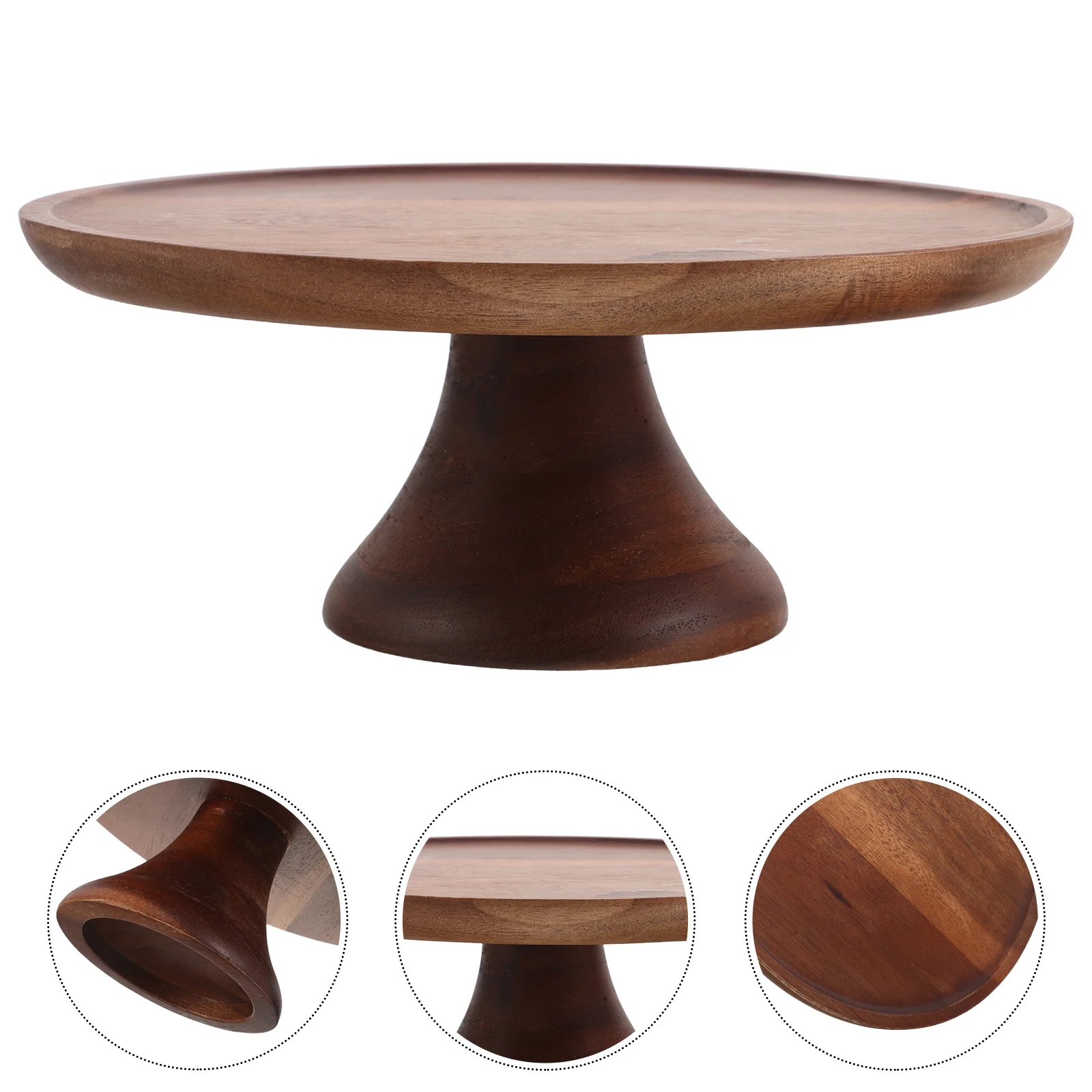 

Acacia Wood Fruit Platter Round Serving Tray with Footed Base for Cake Cupcake Dessert Display Stable Natural Wood Snack Server
