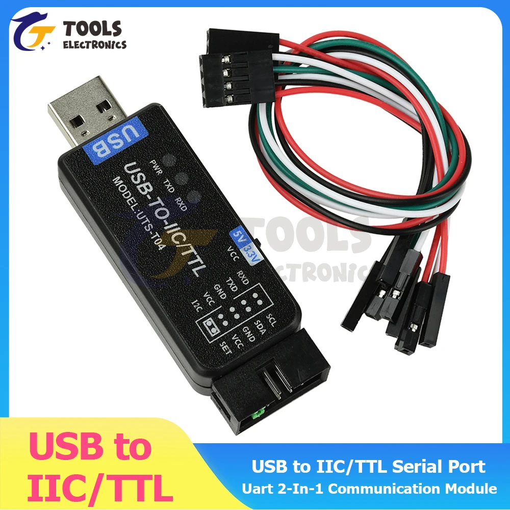 

USB to IC2 IIC/TTL Serial Port Uart 2-In-1 Communication Module CH341T Serial Port Flashing Downloader