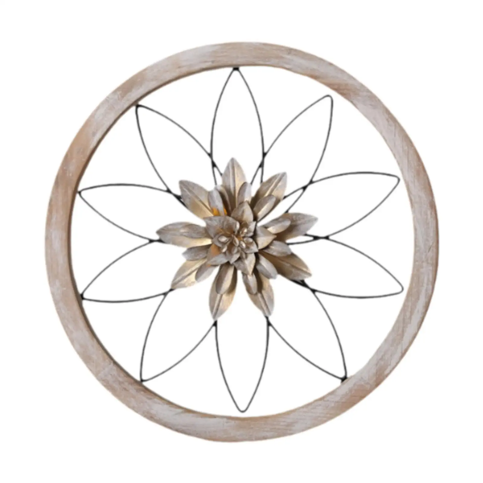 Flower Metal Wall Decor Round Modern Creative Rustic Decorative Wall Sculpture for Home Corridor Office Farmhouse Bedroom