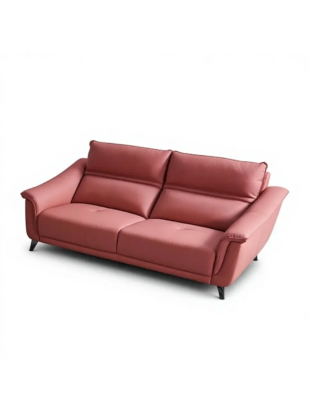 #Coral Red Straight-row Living Room Cowhide Adjustable Zero-backrest Wall-mounted Electric Functional Leather Sofa