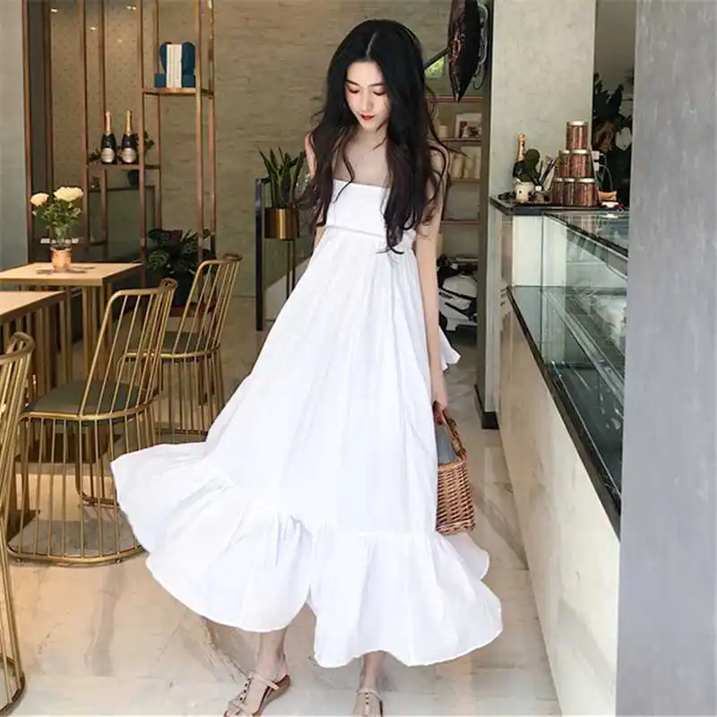 Women's Lazy Style Bow Patchwork Loose Y2K Long Dress Sleeveless Backless Solid Fashion Midi Dress Sexy High Street Clothing