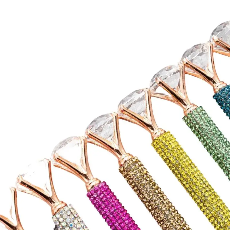 Strass-Kugelschreiber, drehbarer Metall-Kristall-Bling-Schreibstift für Studenten, Büro, Hochzeit, Party, Geschäftspräsentation – Detail 11