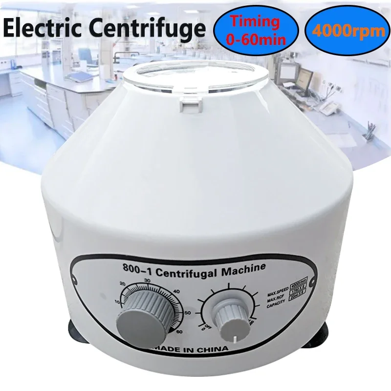 110V/220V Mini Electric Centrifuge Lower-speed Laboratory Blood Centrifugal Machine 4000rpm Timing Function Centrifugal for PRP