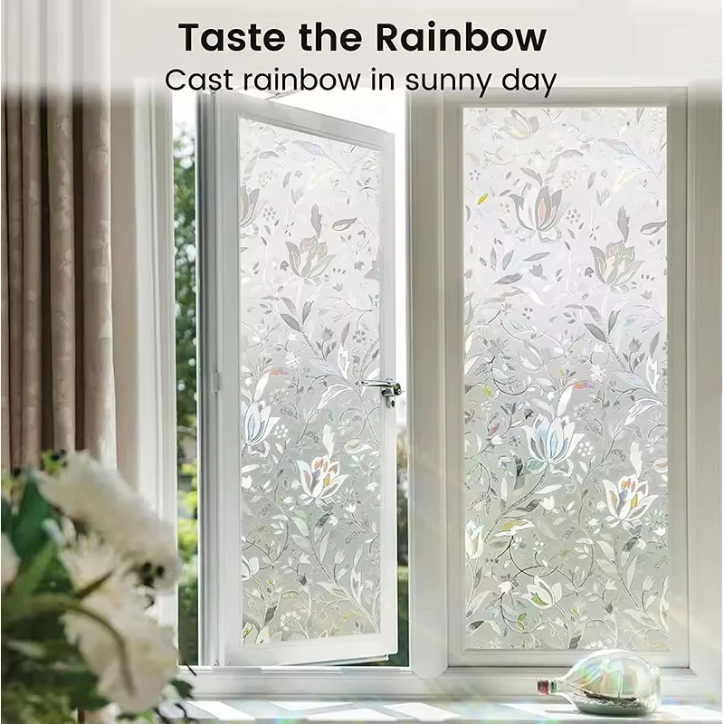 Luxury 2 Mil UV Proof PVC Window Privacy Film 90% UV Protection 70% IR Block Removable Static Cling Sticker Decorative Glass
