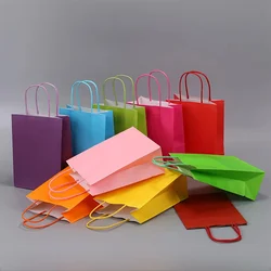 Classic Kraft Paper Gift Candy Bag Colored Hand-held Paper Bags Wedding Party Decoration Colorful Shopping Food Bread Handbag