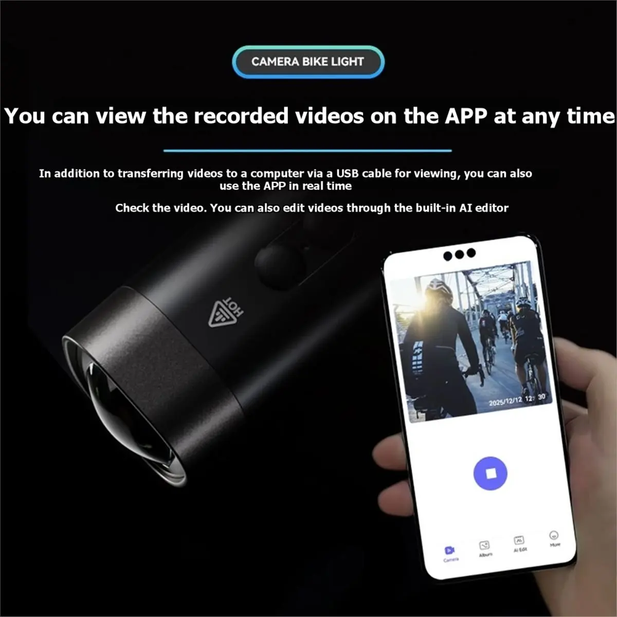 

AB31 1080P HD Велосипедная камера-видеорегистратор с фарой, Wi-Fi и циклической записью, уличная экшн-камера для мотоциклов и велосипедов