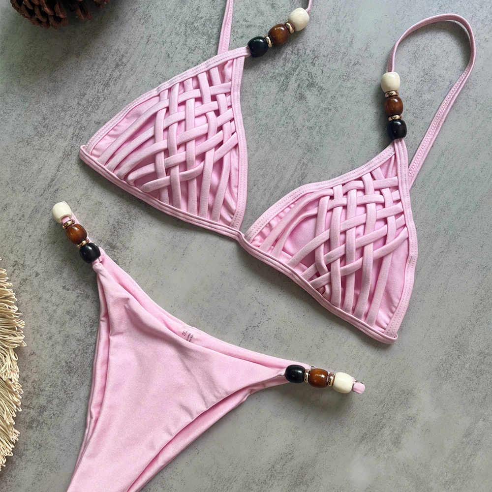 

2026 New Women's Bikini European American Solid Color Sexy Multicolored Fashion Vacation Hot Springs Split Swimsuit for Women