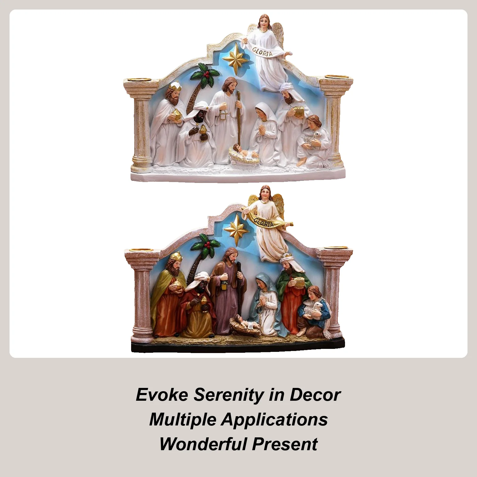 Christmas Nativity Candlestick Nativity Candle Holder Decorations Nativity Horse Trough Theme Ornament Resin Craft Candle Stand
