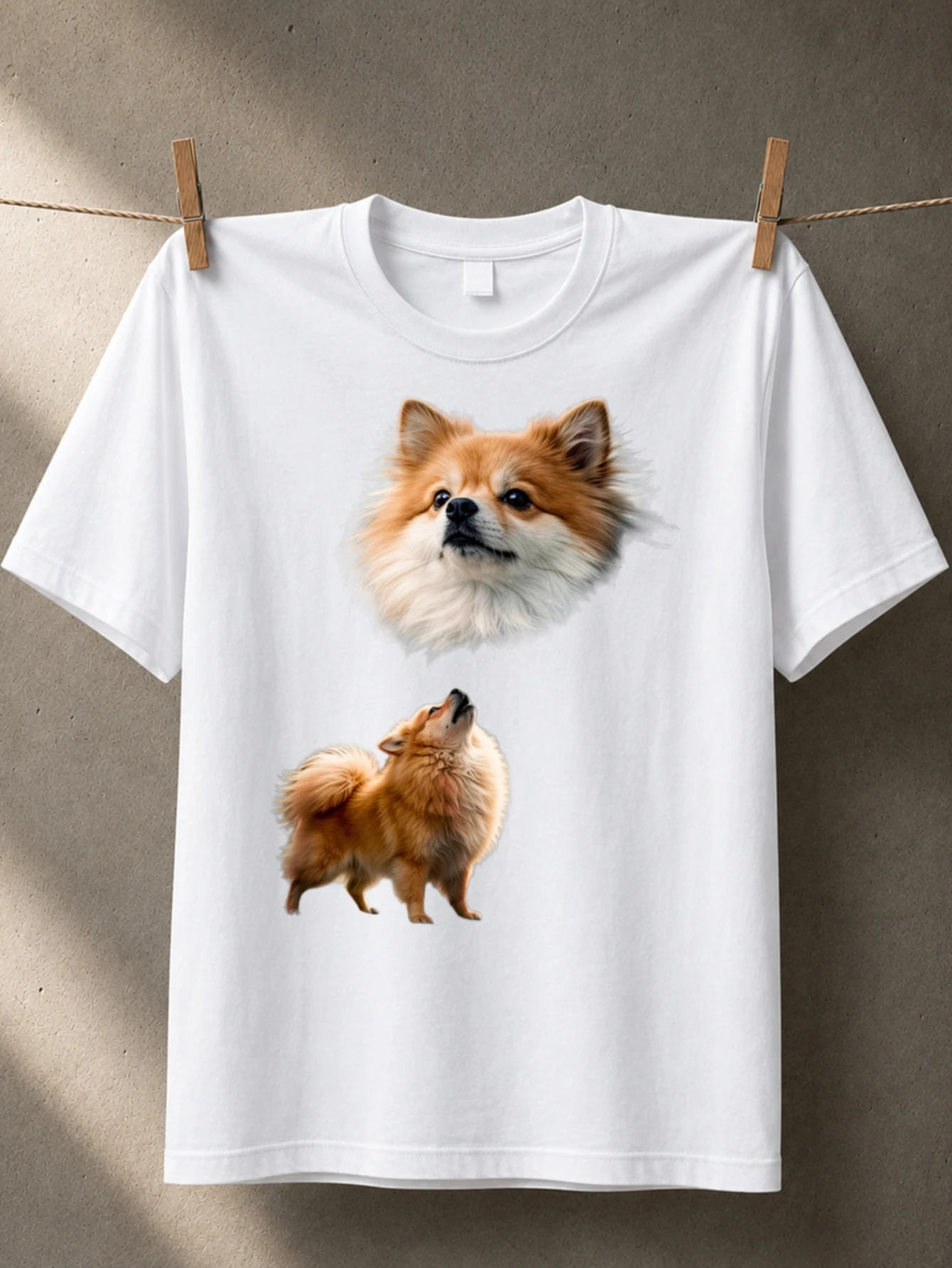 Pomeranian Dog Portrait fluffy orange pet head fullbody pose soft realistic art and clean animal  Unisex All T-Shirt