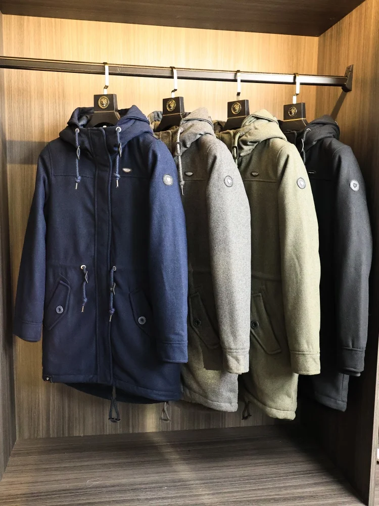 

High-End Men's Woolen Coat Anti-Wind Cold-Resistant Warm Mid-Length Waist-Cinching Cotton Jaet Faionable Autumn Winter Ou...