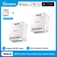 1-10PCS SONOFF MINI-D MINI Dry Wi-Fi Matter Smart Switch Dry Contact Relay DC Low Power Motor for Garage Door Boiler via Google