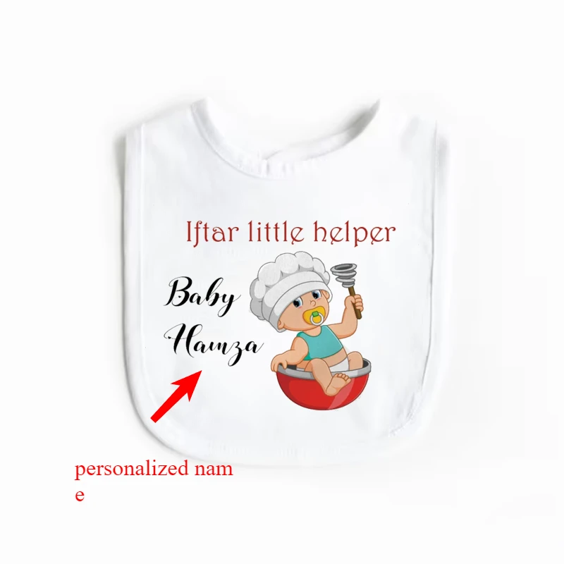 2025 Iftar Helper Personalized Islamic Mubarak  Bib Custom Name Bib Eid Mubarak Infant Ramadan Moon Baby Photo Prop Islamic Gift