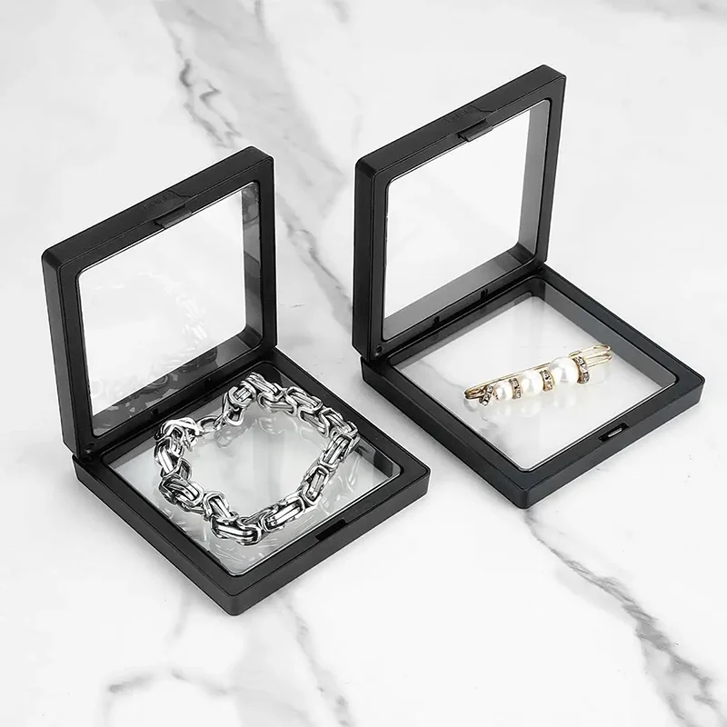 

18*18 cm Transparent PE film hanging box 3D floating frame jewelry magic Spell Coin medal gemstone packaging display