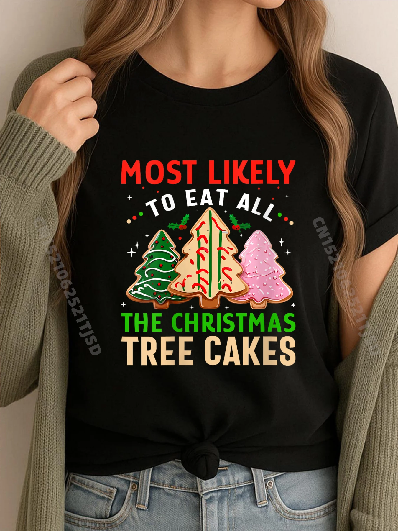 

Женская футболка большого размера с принтом «Само Likely To Eat All The Christmas Tree Cakes Debbie», футболки в готическом стиле