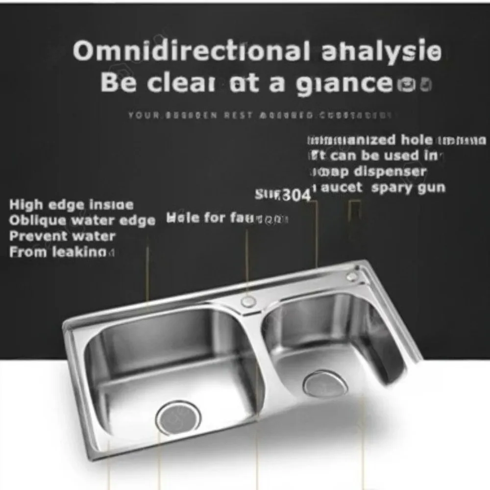Modern Design Stainless Steel Deep Kitchens Sink SUS304 Double Bowl